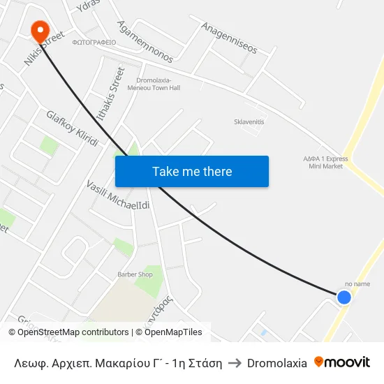 Λεωφ. Αρχιεπ. Μακαρίου Γ´ - 1η Στάση to Dromolaxia map