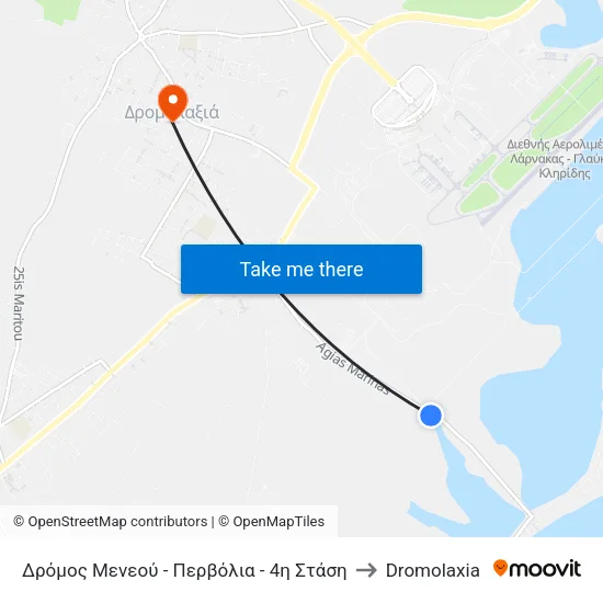 Δρόμος Μενεού - Περβόλια - 4η Στάση to Dromolaxia map