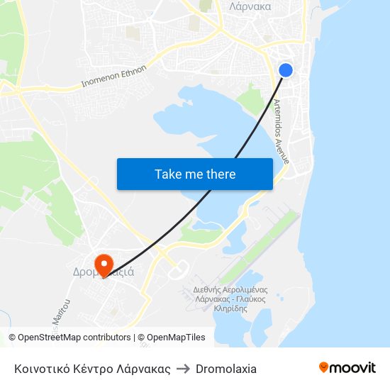 Κοινοτικό Κέντρο Λάρνακας to Dromolaxia map