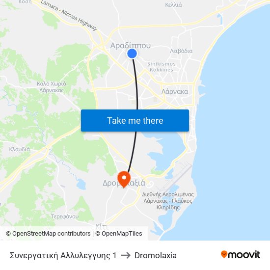 Συνεργατική Αλλυλεγγυης 1 to Dromolaxia map