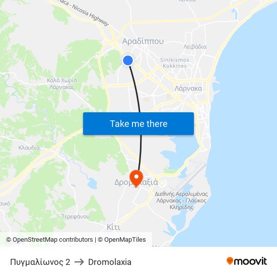 Πυγμαλίωνος 2 to Dromolaxia map