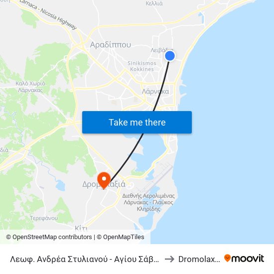 Λεωφ. Ανδρέα Στυλιανού - Αγίου Σάββα to Dromolaxia map