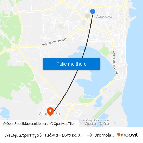 Λεωφ. Στρατηγού Τιμάγια - Σίντικα Χανούμ to Dromolaxia map