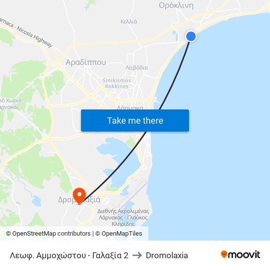 Λεωφ. Αμμοχώστου - Γαλαξία 2 to Dromolaxia map