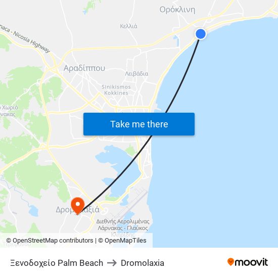 Ξενοδοχείο Palm Beach to Dromolaxia map