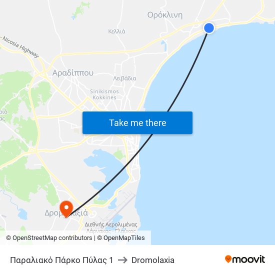 Παραλιακό Πάρκο Πύλας 1 to Dromolaxia map