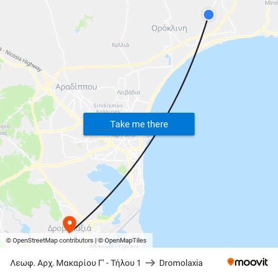 Λεωφ. Αρχ. Μακαρίου Γ' - Τήλου 1 to Dromolaxia map