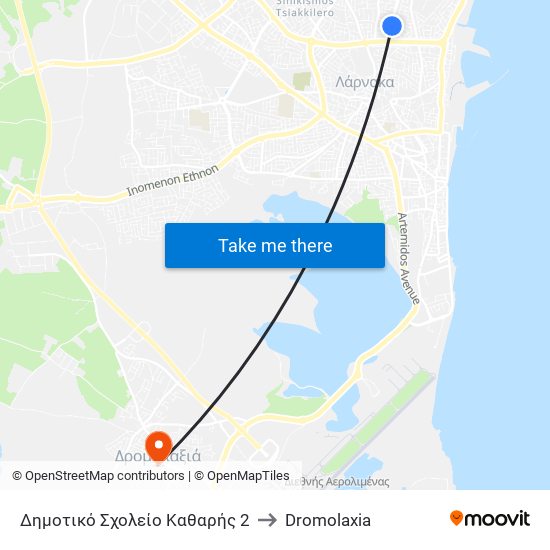 Δημοτικό Σχολείο Καθαρής 2 to Dromolaxia map