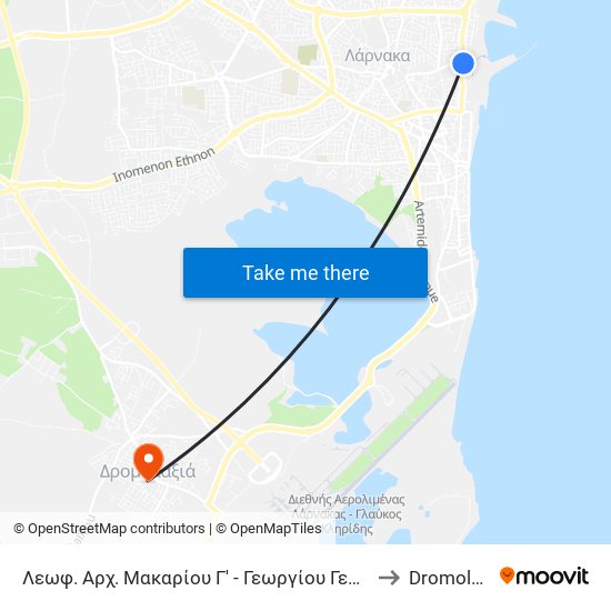 Λεωφ. Αρχ. Μακαρίου Γ' - Γεωργίου Γεωργιάδη to Dromolaxia map