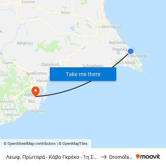 Λεωφ. Πρωταρά - Κάβο Γκρέκο - 1η Στάση to Dromolaxia map