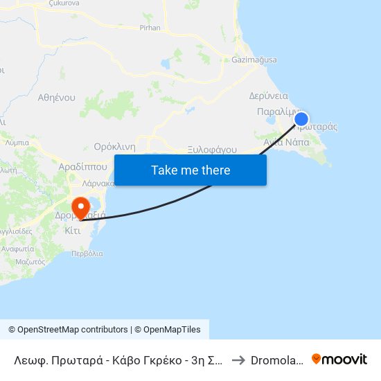 Λεωφ. Πρωταρά - Κάβο Γκρέκο - 3η Στάση to Dromolaxia map