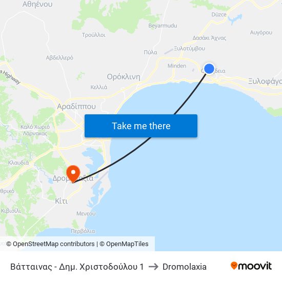 Βάτταινας - Δημ. Χριστοδούλου 1 to Dromolaxia map