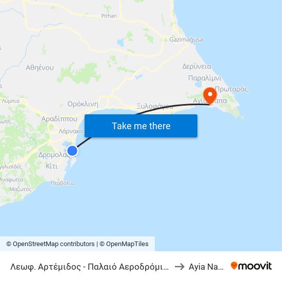 Λεωφ. Αρτέμιδος - Παλαιό Αεροδρόμιο 2 to Ayia Napa map