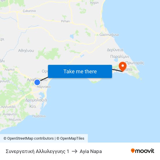 Συνεργατική Αλλυλεγγυης 1 to Ayia Napa map