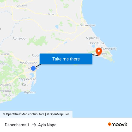 Debenhams 1 to Ayia Napa map