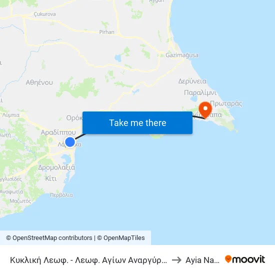 Κυκλική Λεωφ. - Λεωφ. Αγίων Αναργύρων 2 to Ayia Napa map