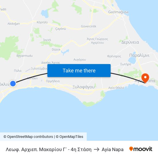 Λεωφ. Αρχιεπ. Μακαρίου Γ´ - 4η Στάση to Ayia Napa map