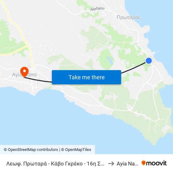 Λεωφ. Πρωταρά - Κάβο Γκρέκο - 16η Στάση to Ayia Napa map