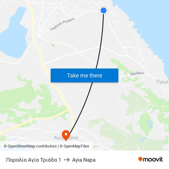 Παραλία Αγία Τριάδα 1 to Ayia Napa map