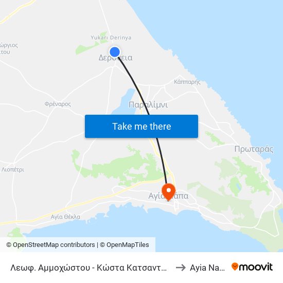 Λεωφ. Αμμοχώστου - Κώστα Κατσαντώνη to Ayia Napa map