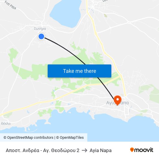 Αποστ. Ανδρέα - Αγ. Θεοδώρου 2 to Ayia Napa map