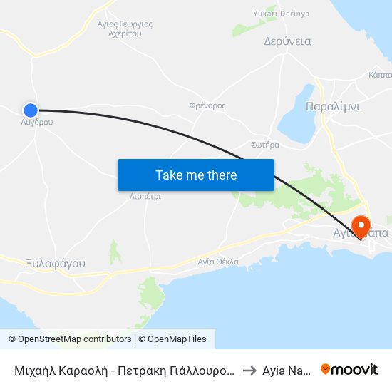 Μιχαήλ Καραολή - Πετράκη Γιάλλουρου 2 to Ayia Napa map