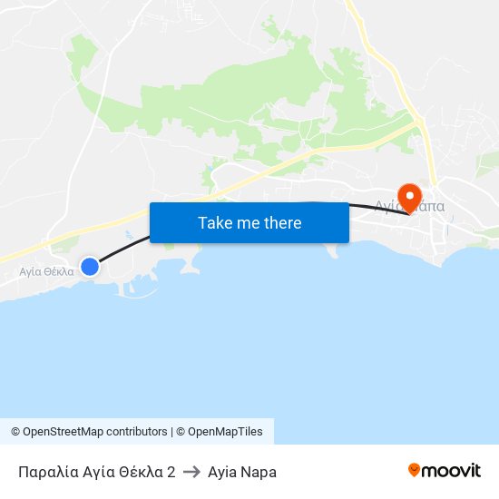 Παραλία Αγία Θέκλα 2 to Ayia Napa map