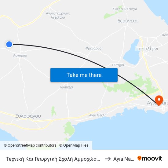 Τεχνική Και Γεωργική Σχολή Αμμοχώστου 1 to Ayia Napa map