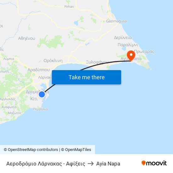 Αεροδρόμιο Λάρνακας - Αφίξεις to Ayia Napa map