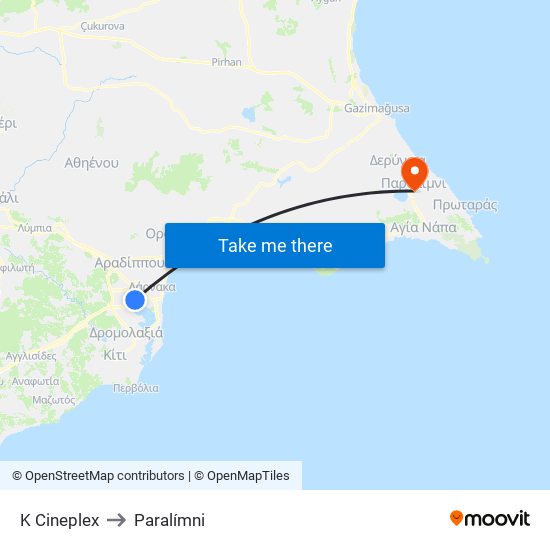 Κ Cineplex to Paralímni map