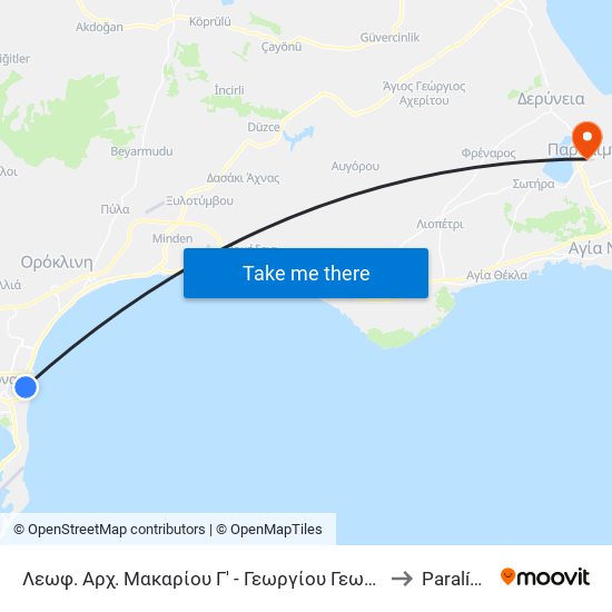 Λεωφ. Αρχ. Μακαρίου Γ' - Γεωργίου Γεωργιάδη to Paralímni map
