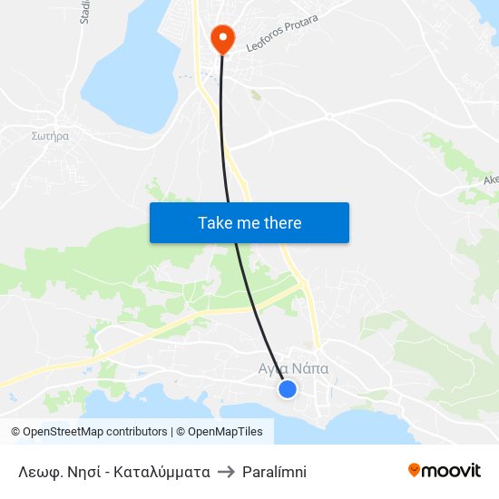 Λεωφ. Νησί - Καταλύμματα to Paralímni map