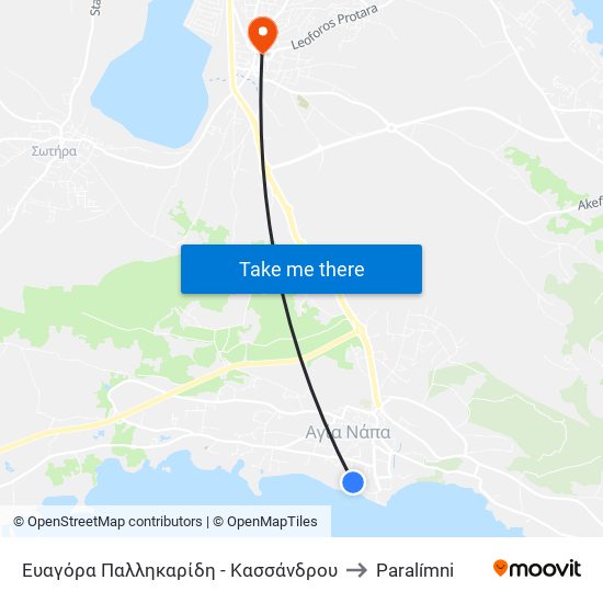 Ευαγόρα Παλληκαρίδη - Κασσάνδρου to Paralímni map