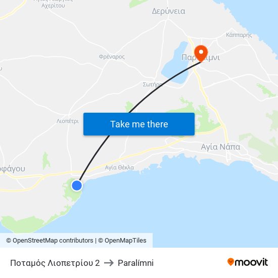 Ποταμός Λιοπετρίου 2 to Paralímni map