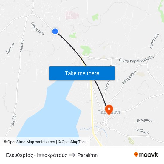 Ελευθερίας - Ιπποκράτους to Paralímni map