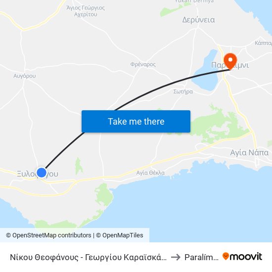 Νίκου Θεοφάνους - Γεωργίου Καραϊσκάκη to Paralímni map