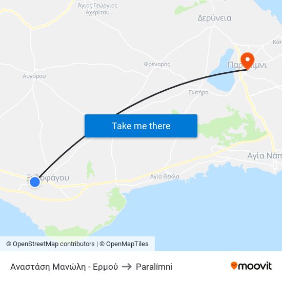 Αναστάση Μανώλη - Ερμού to Paralímni map