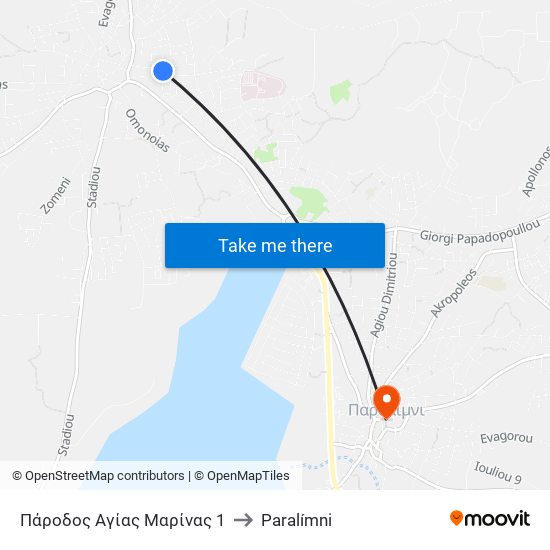 Πάροδος Αγίας Μαρίνας 1 to Paralímni map