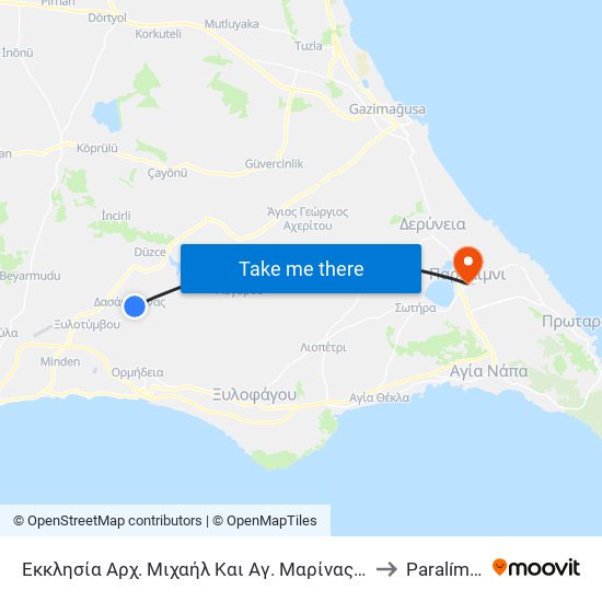 Εκκλησία Αρχ. Μιχαήλ Και Αγ. Μαρίνας 2 to Paralímni map