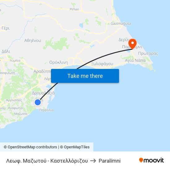 Λεωφ. Μαζωτού - Καστελλόριζου to Paralímni map