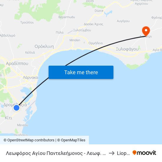 Λεωφόρος Αγίου Παντελεήμονος - Λεωφ. Ακροπόλεως 1 to Liopétri map