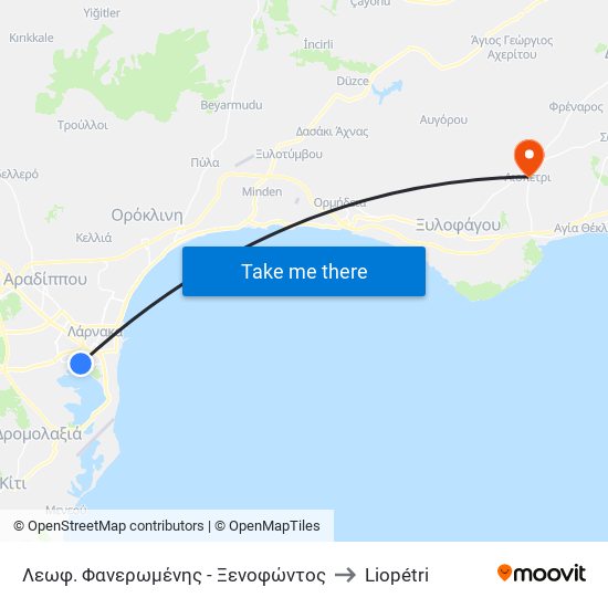 Λεωφ. Φανερωμένης - Ξενοφώντος to Liopétri map