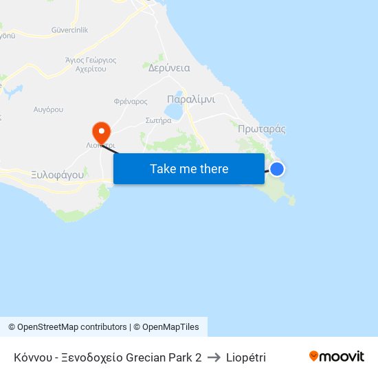 Κόννου - Ξενοδοχείο Grecian Park 2 to Liopétri map