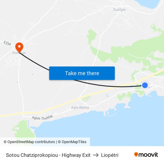 Sotou Chatziprokopiou - Highway Exit to Liopétri map