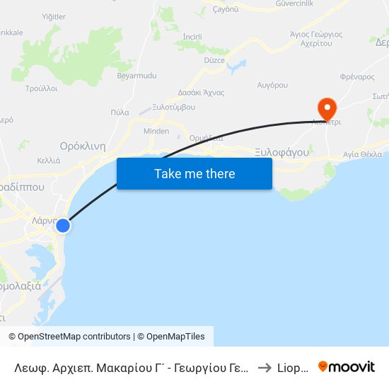 Λεωφ. Αρχιεπ. Μακαρίου Γ´ - Γεωργίου Γεωργιάδη to Liopétri map