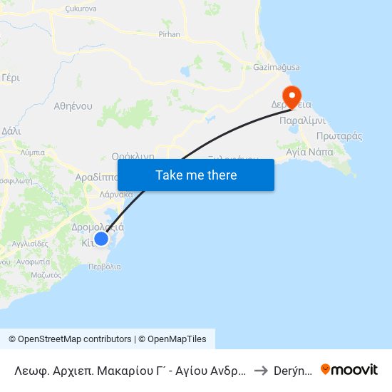 Λεωφ. Αρχιεπ. Μακαρίου Γ´ - Αγίου Ανδρονίκου to Derýneia map