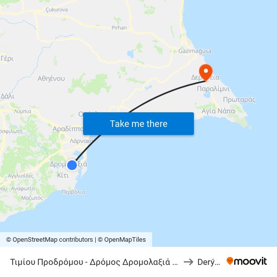 Τιμίου Προδρόμου - Δρόμος Δρομολαξιά - Αεροδρόμιο 2 to Derýneia map