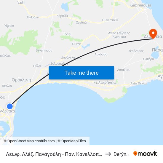 Λεωφ. Αλέξ. Παναγούλη - Παν. Κανελλοπούλου to Derýneia map