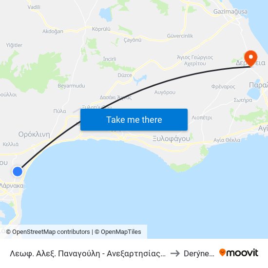 Λεωφ. Αλεξ. Παναγούλη - Ανεξαρτησίας 2 to Derýneia map