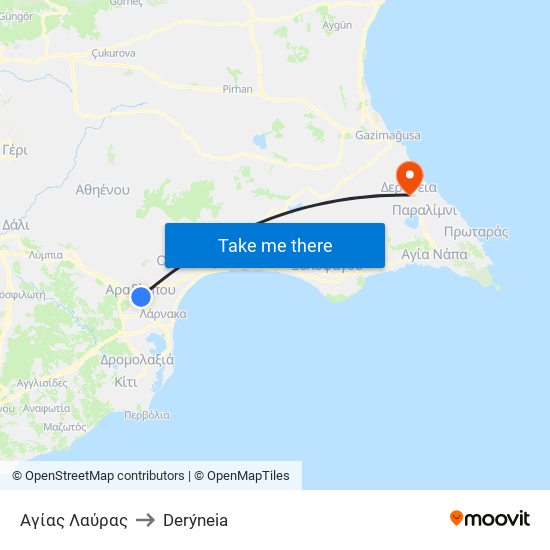 Αγίας Λαύρας to Derýneia map